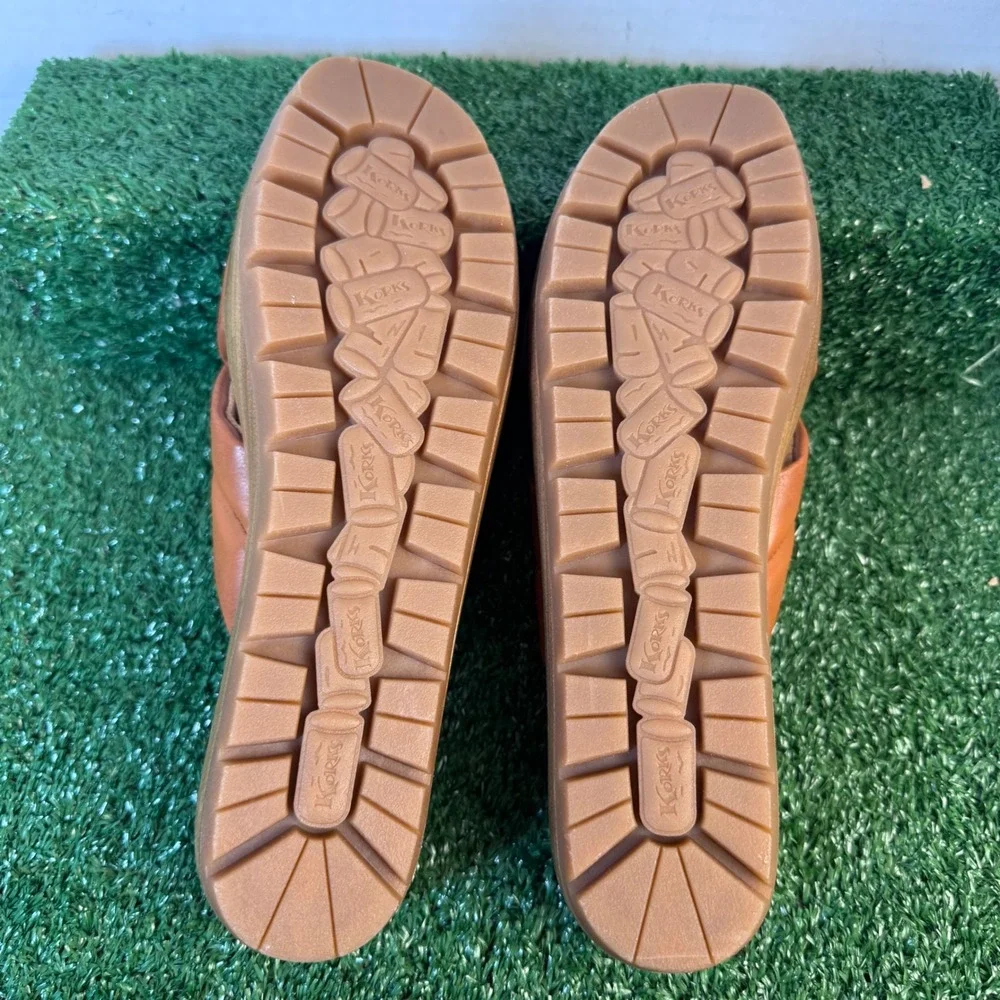 Korks Faithe Womens Tan Caramello Puffy Platform Wedge Slide Sandals KR0011016 9